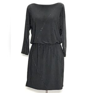 White House Black Market Women’s Black Embellished Blouson Midi Dress Size XS